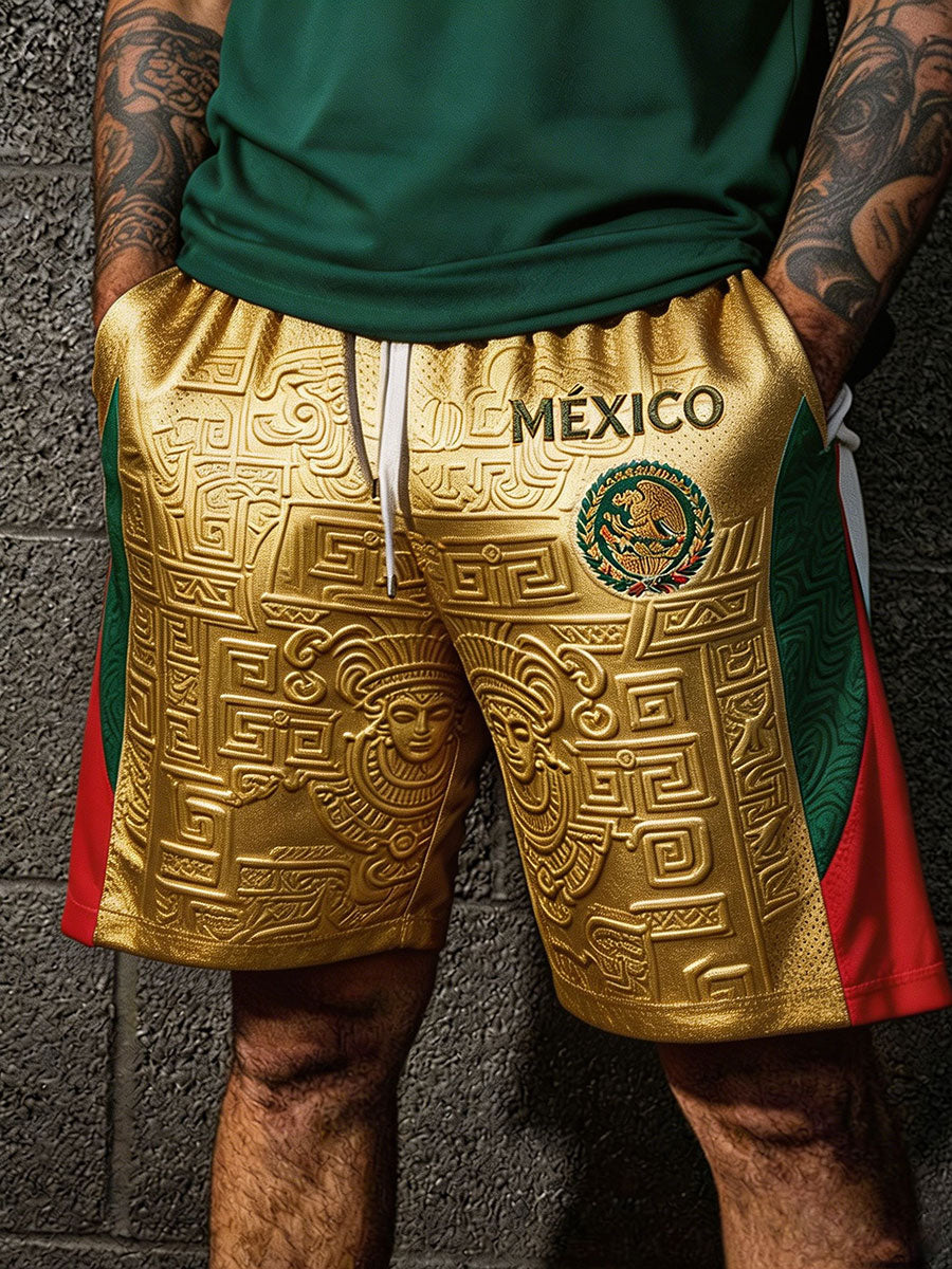 Men's Mexico Football Lover Art Printed Shorts - Image 5