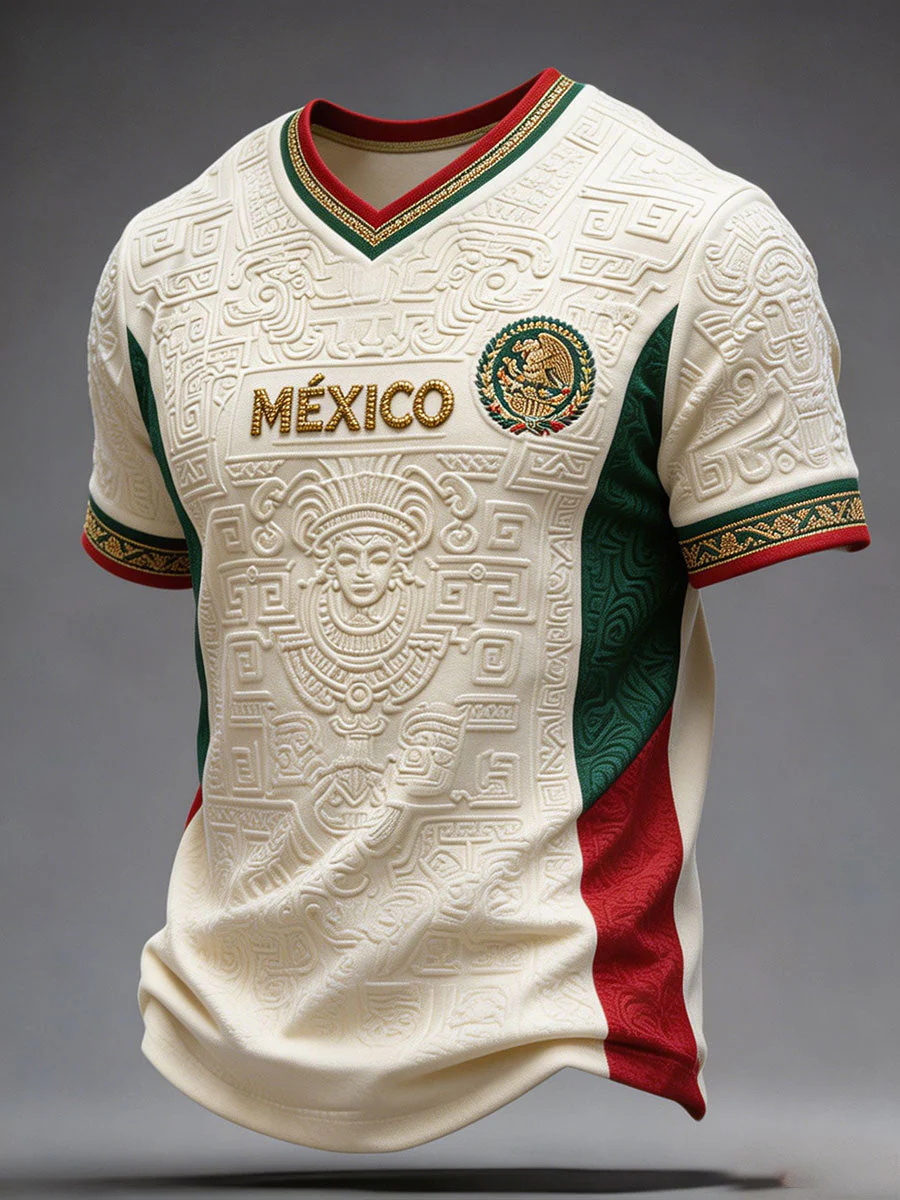 Men's Mexico Football Lover Art Printed T-shirt