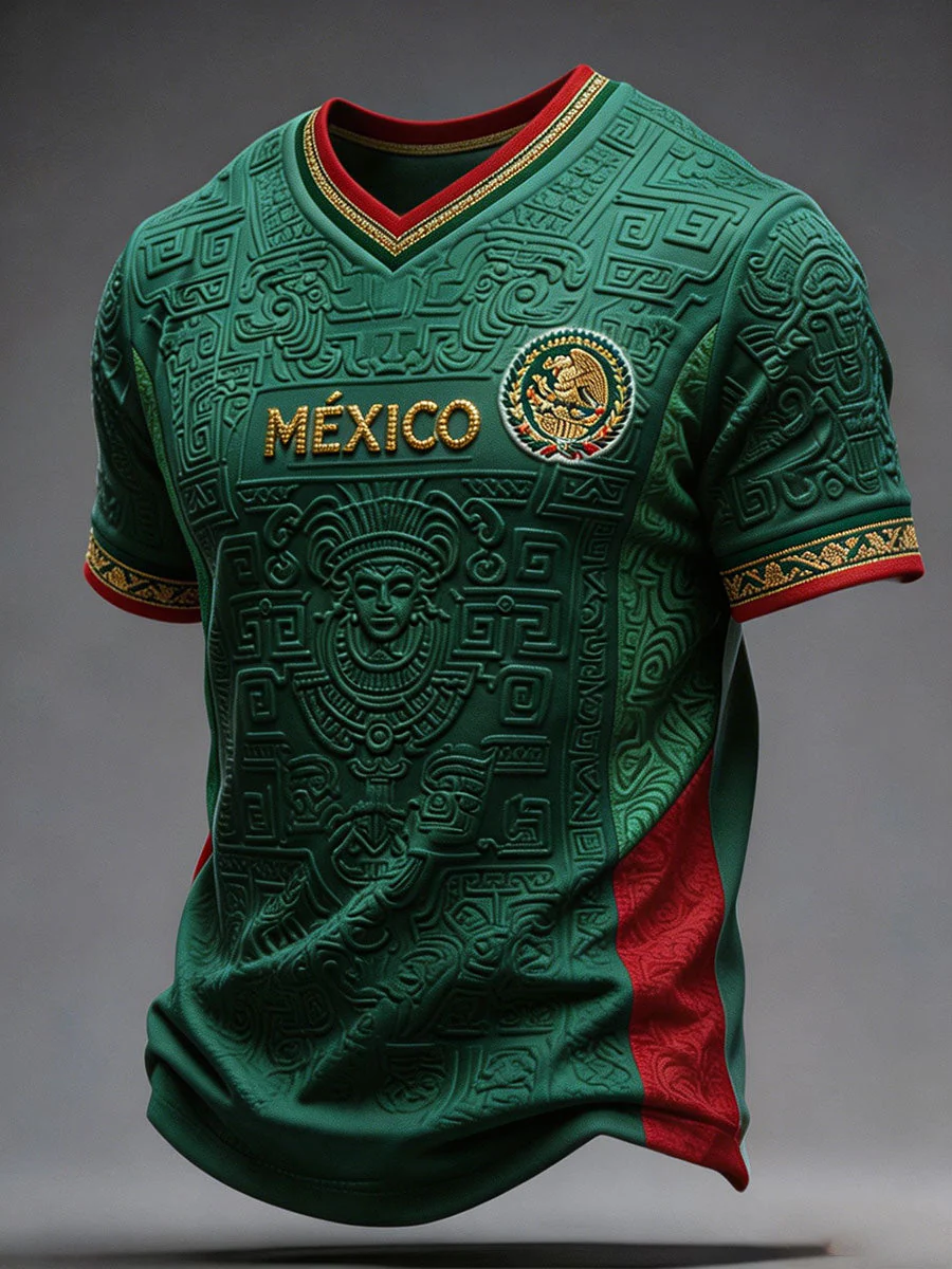 Men's Mexico Football Lover Art Printed T-shirt - Image 3