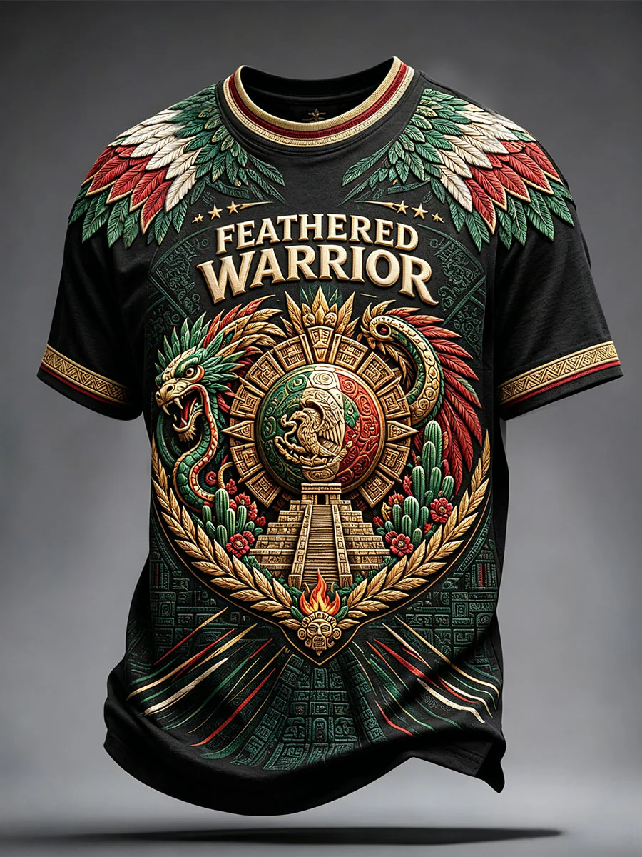 Men's Mexico Football Lover Art Printed T-shirt