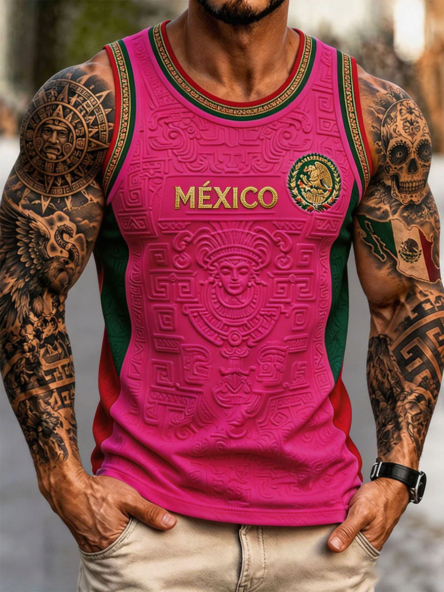 Men's Mexico Football Lover Art Printed Tank Tops - Image 5