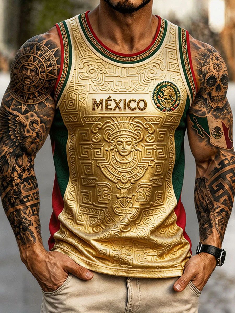 Men's Mexico Football Lover Art Printed Tank Tops - Image 6