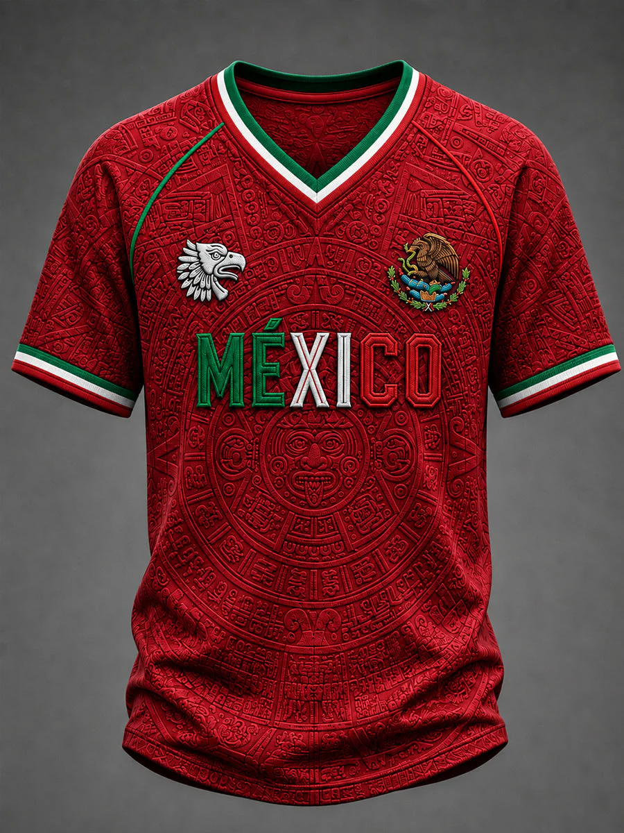 Men's Mexico Football Lover Art V-neck T-shirt - Image 3