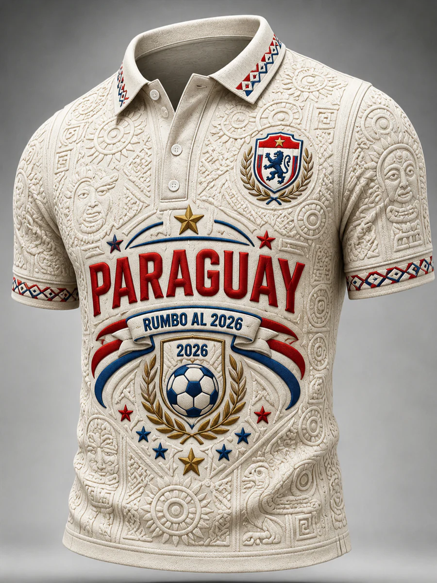 Men's  Paraguay Football Fan Gift Art Print Casual Short Sleeve Top