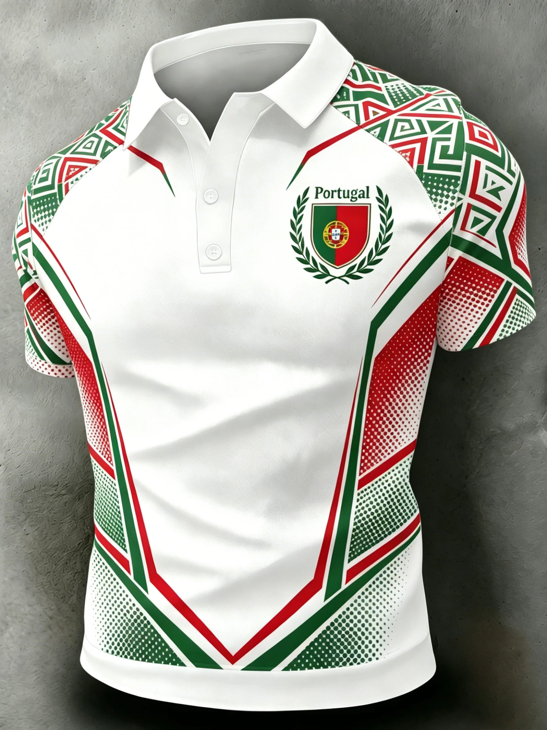 Men's Portugal Football Art Print Short-Sleeve Polo