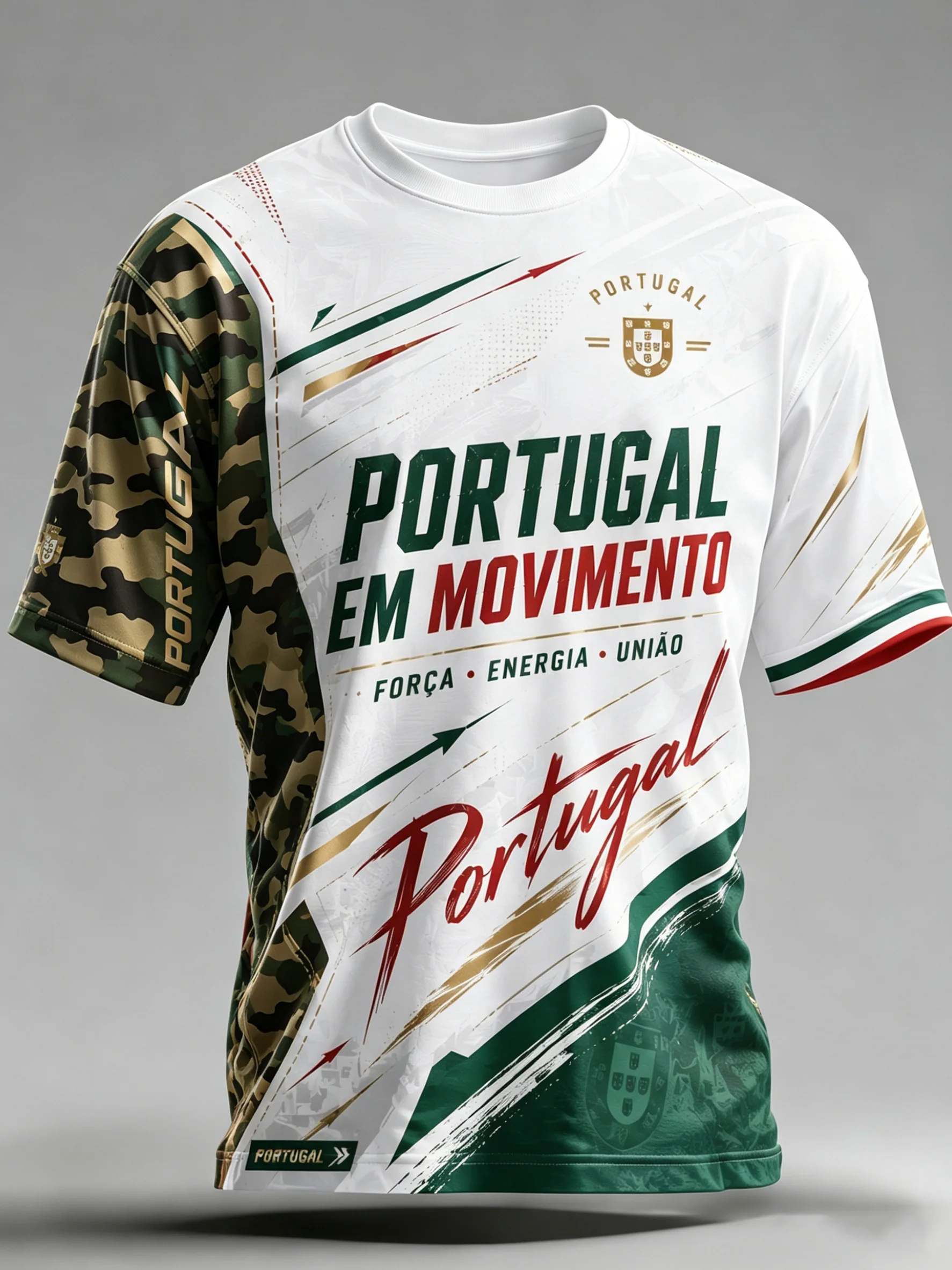 Men's Portugal Football Cheerleading Ocean-Themed Art Print T-Shirt