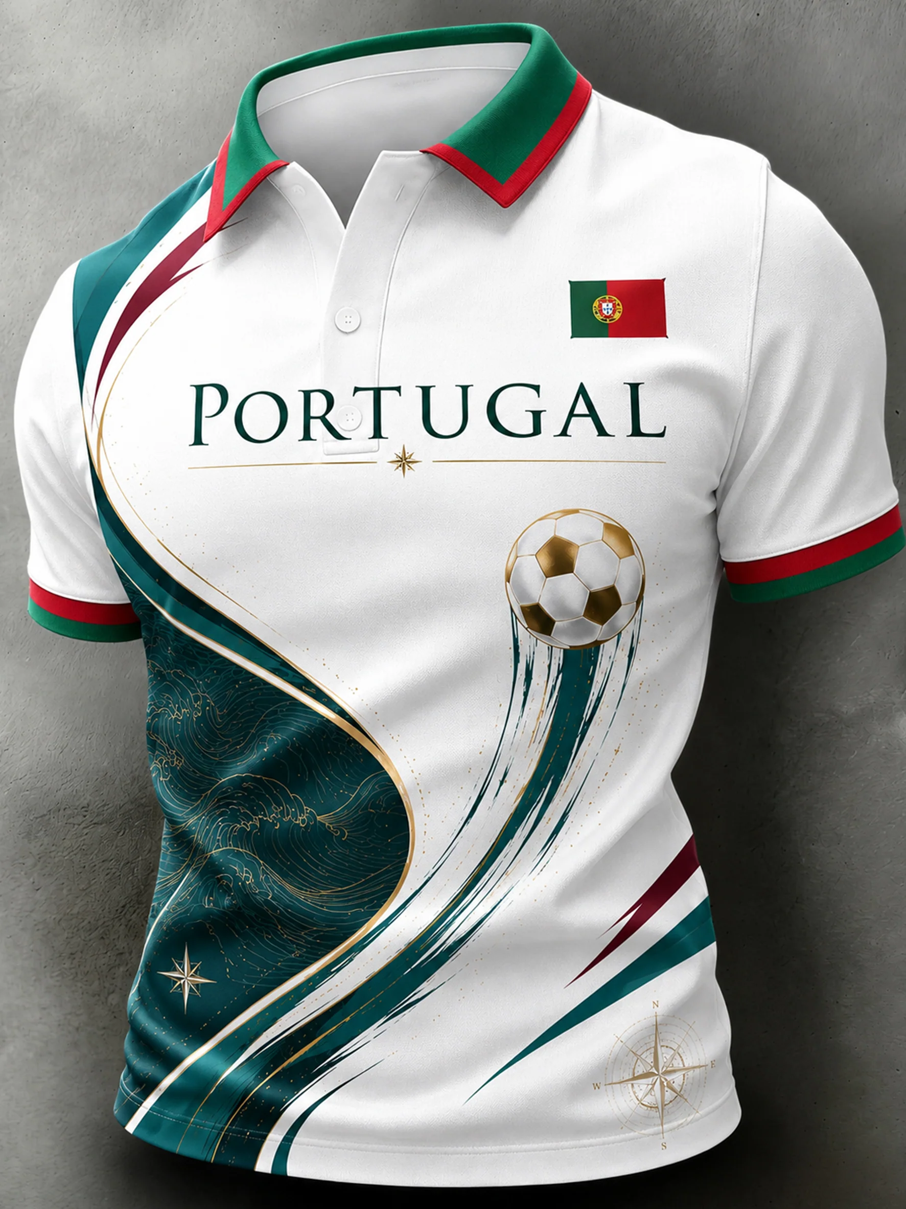 Men's Portugal Football Match Art Print Polo