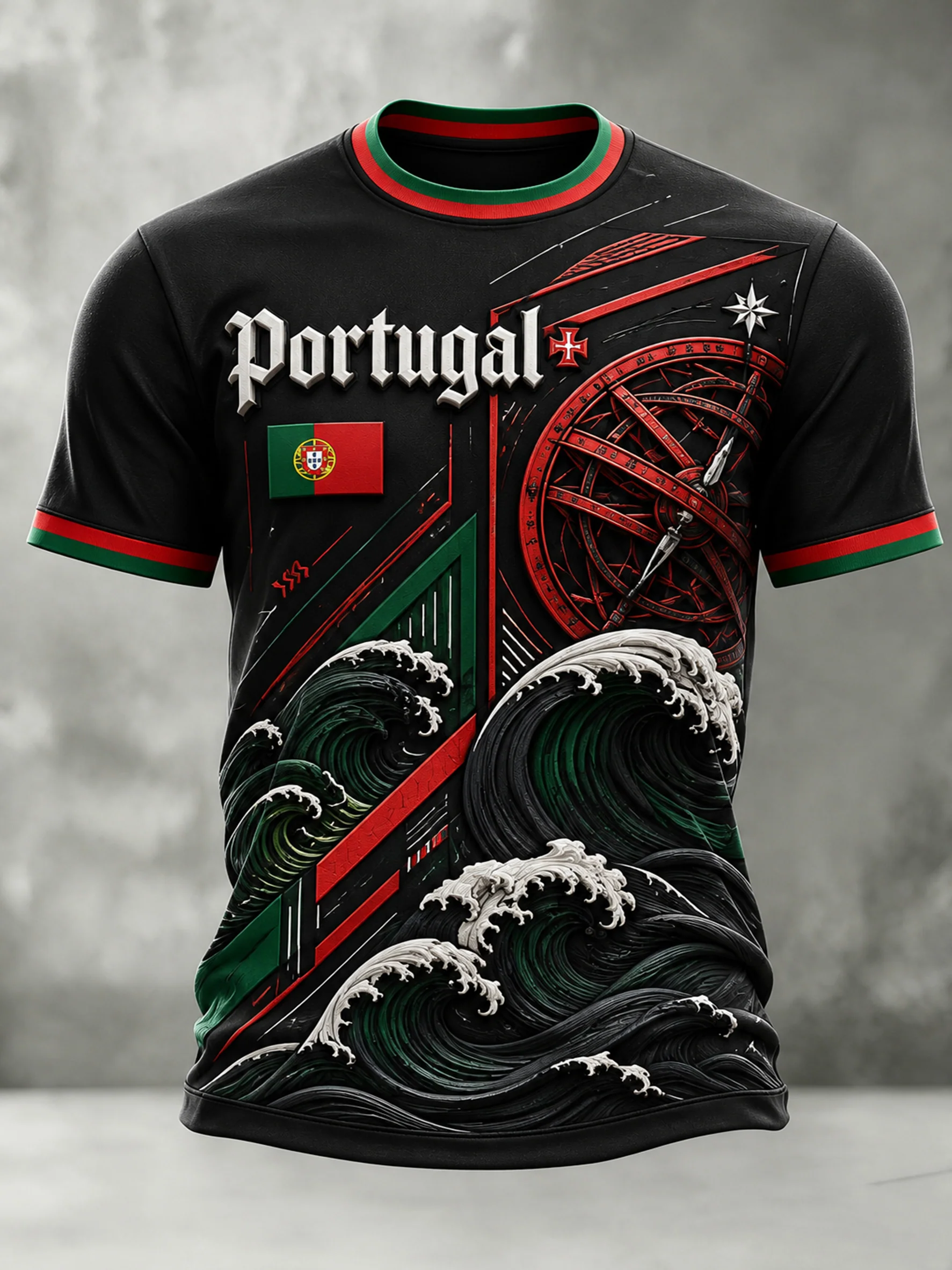 Men's Portugal Football Match Cheering Art Print T-Shirt