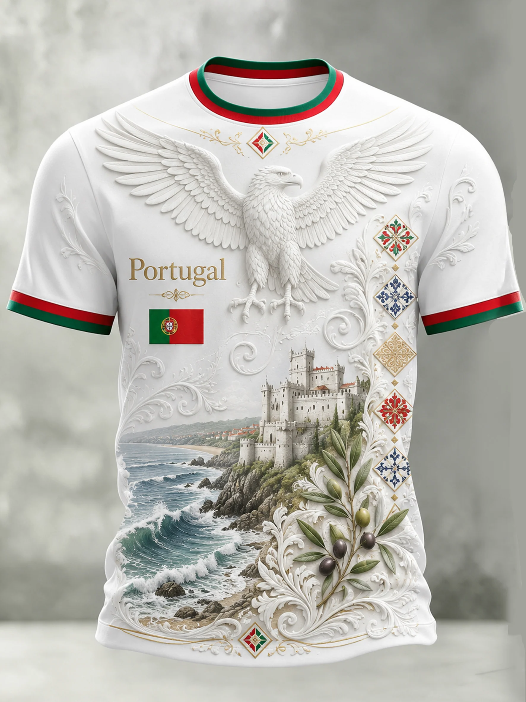Men's Portugal Football Match Cheering Art Print T-Shirt