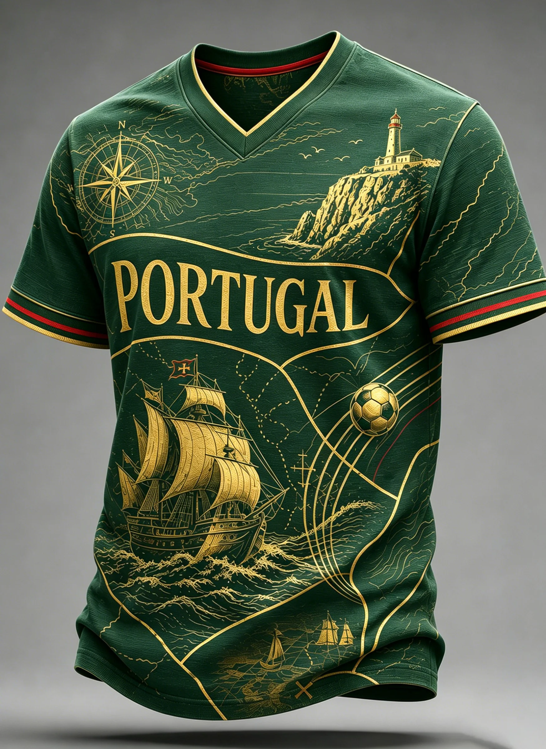 Men's Portugal Football Match Cheering Art Print T-Shirt