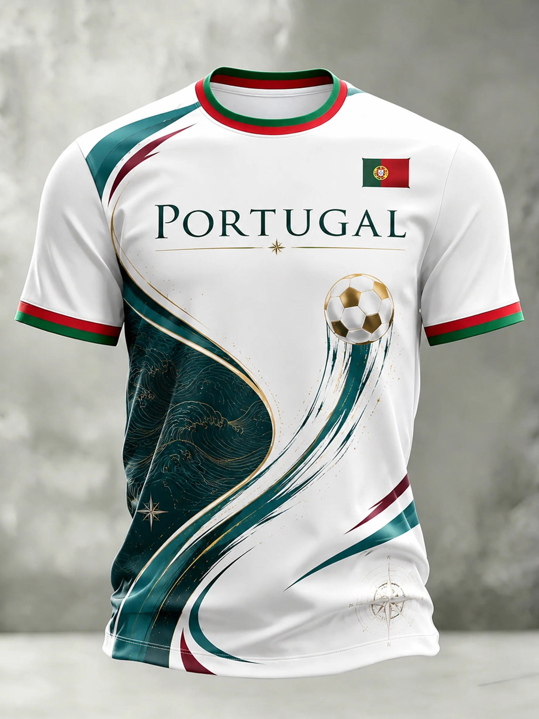 Men's Portugal Football Match Cheering Art Print T-Shirt