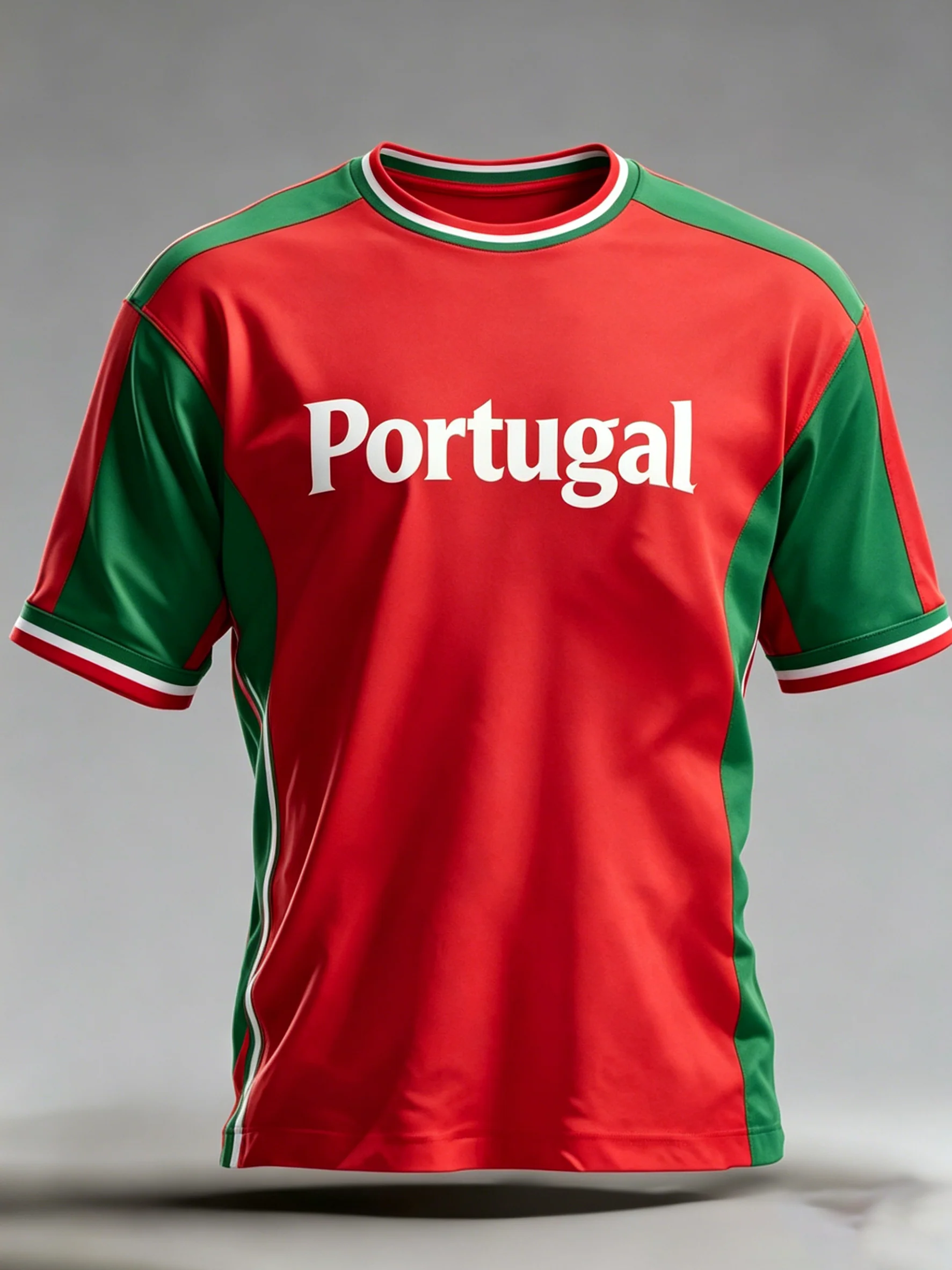 Men's Portugal Football Match Cheering Embossed Textured Art Print T-Shirt
