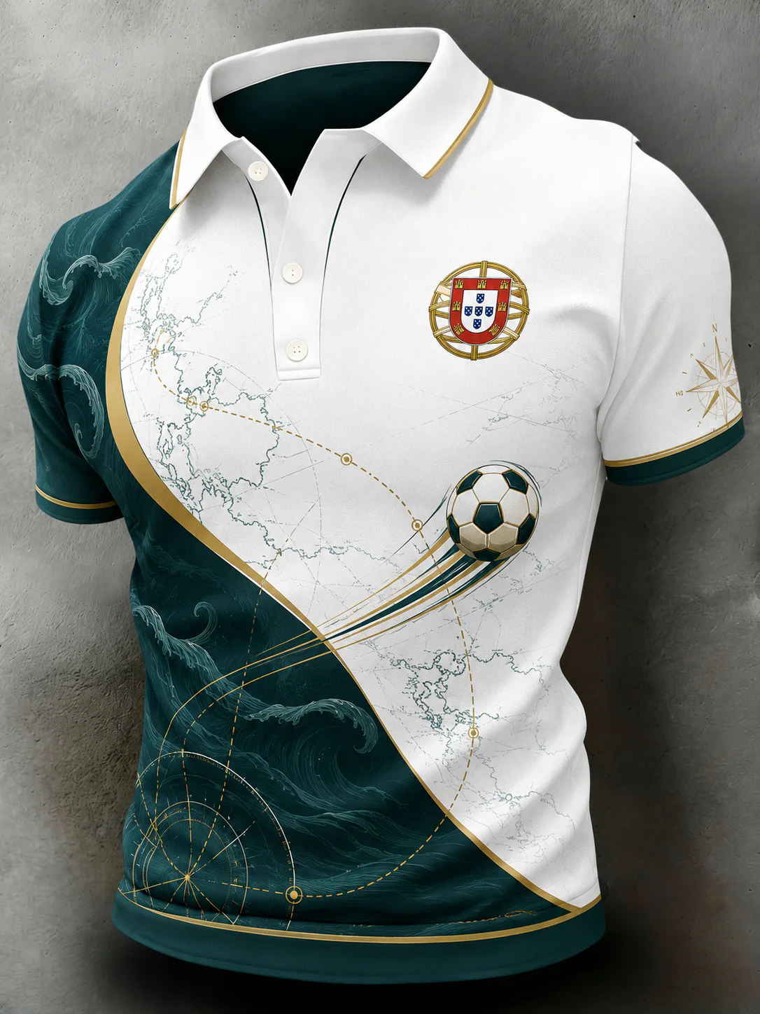 Men's Portugal Football Match Support Art Print Polo