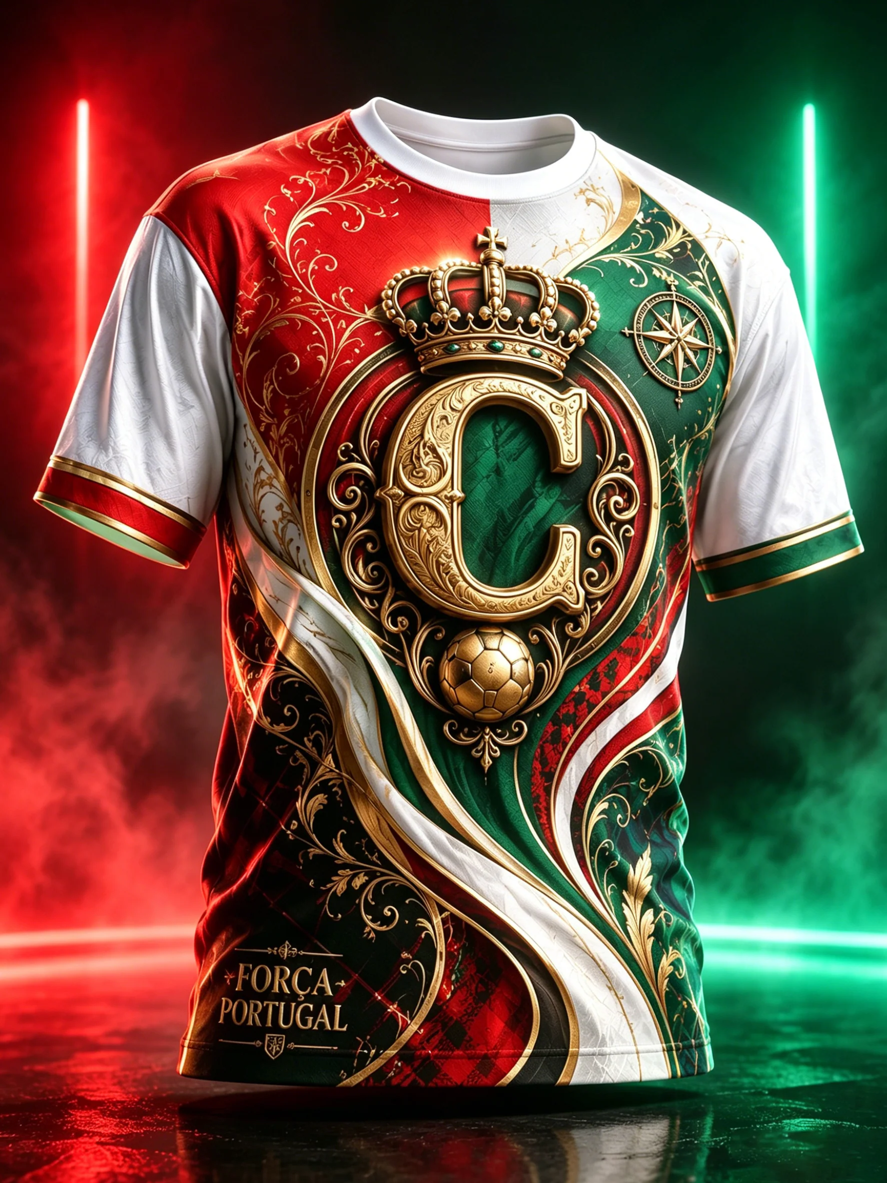 Men's Portugal Football Pizza Cheering Element Art Print T-Shirt