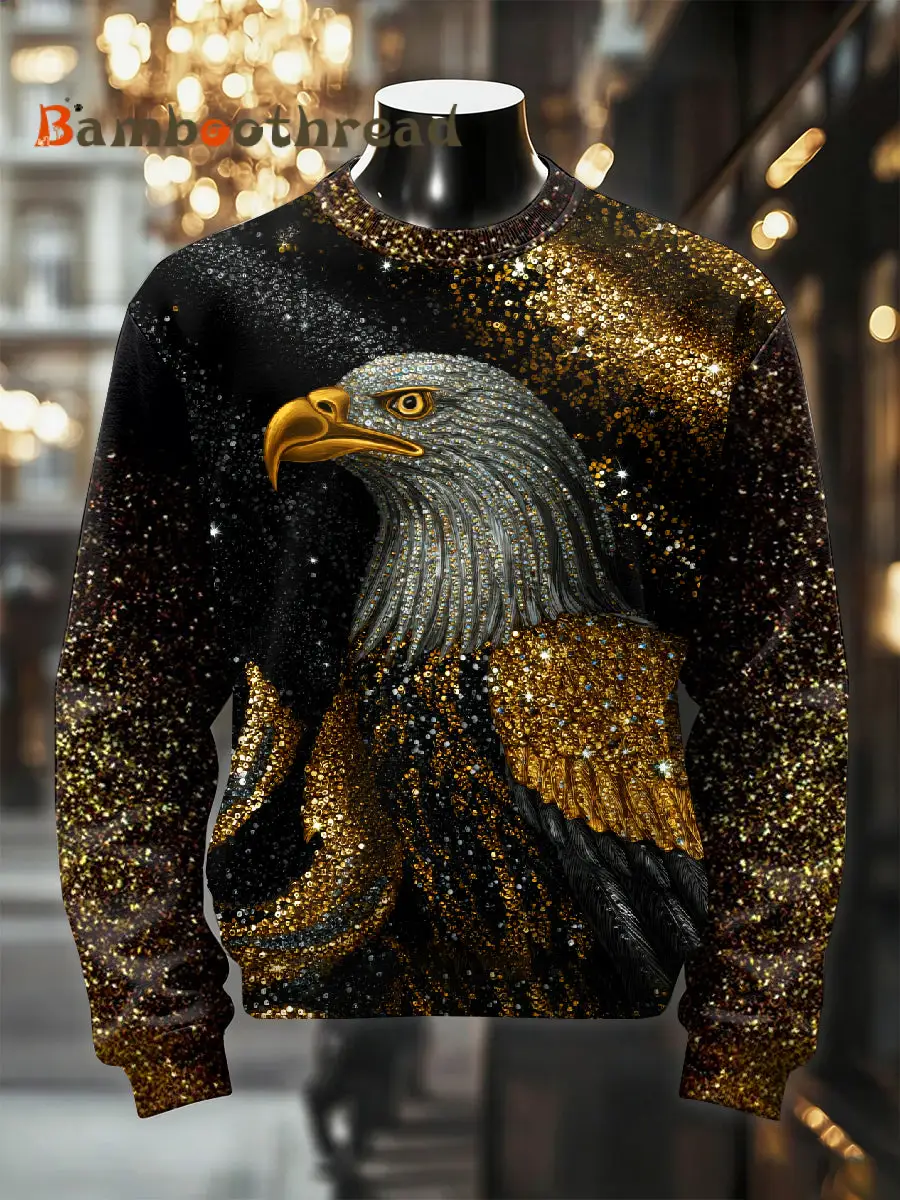 Men's Retro Luxurious Eagle Print Casual Sweatshirt