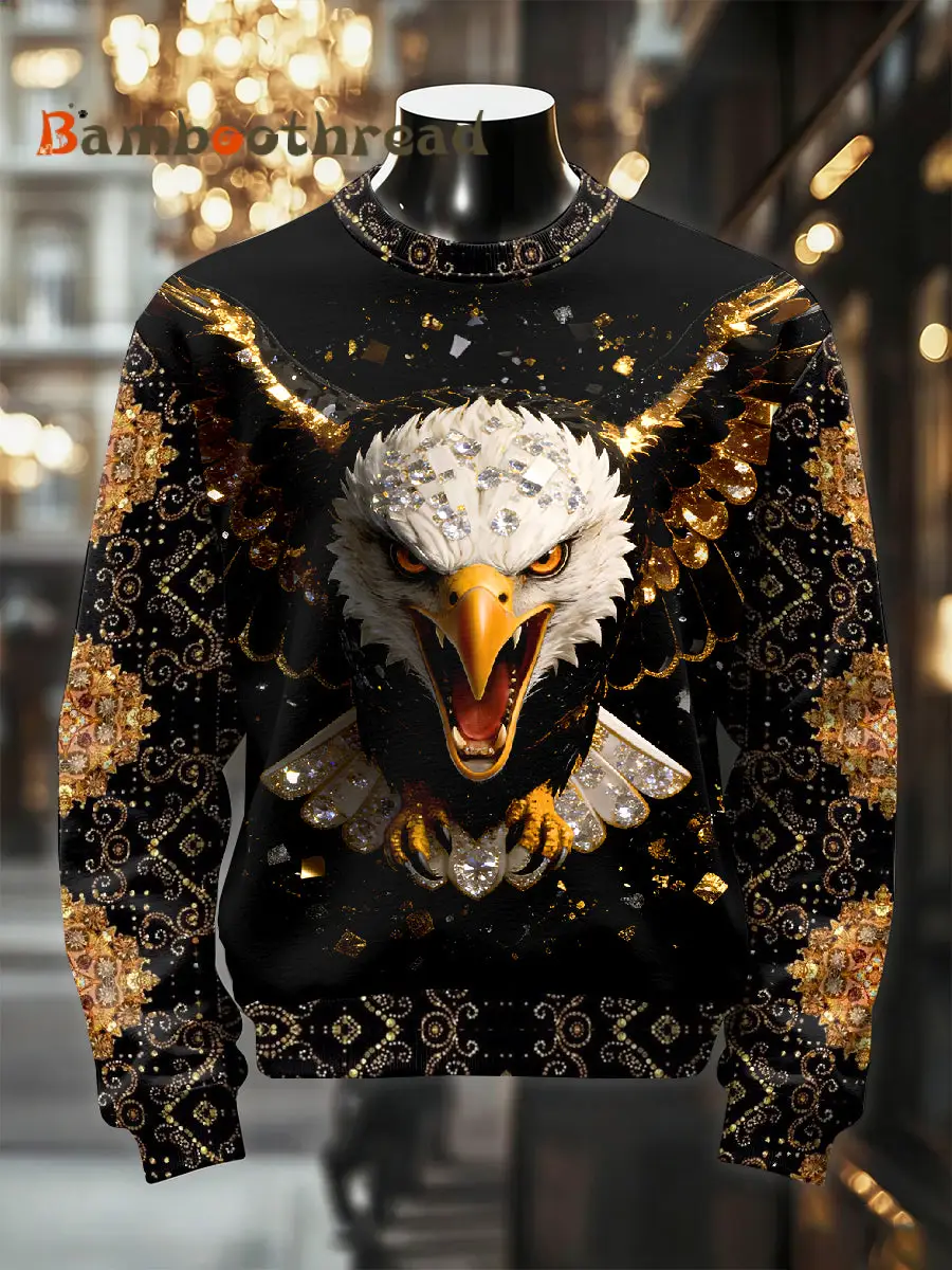Men's Retro Luxurious Eagle Print Casual Sweatshirt