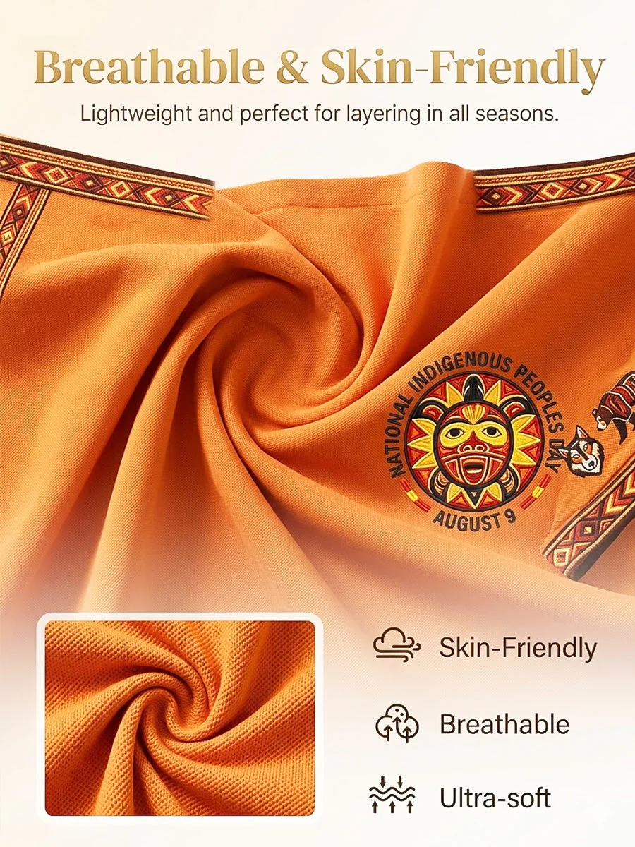Men's Vintage Native American Animal Totem Emblem Casual Polo Shirt - Image 6