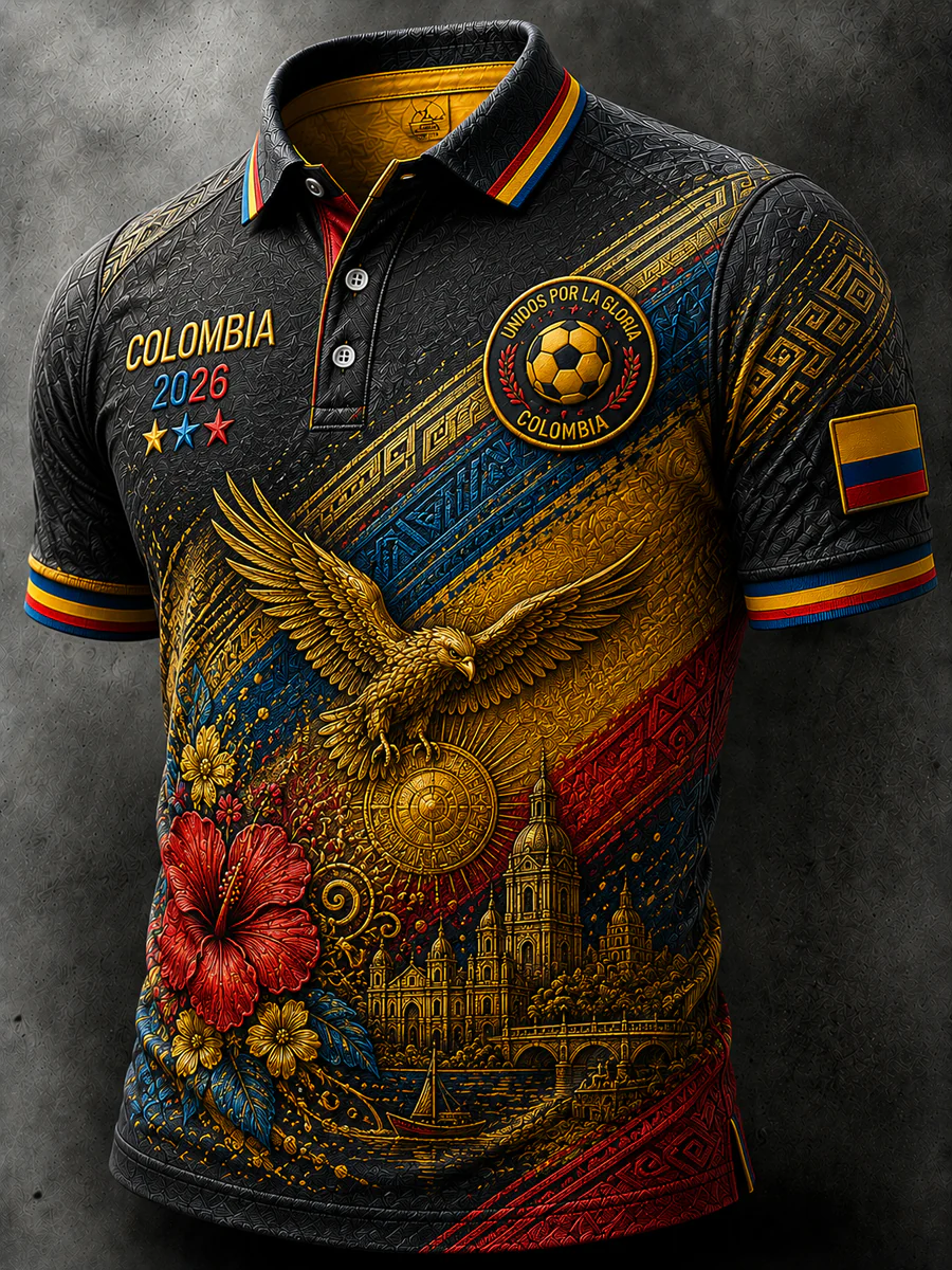 Retro Columbia Football Fan Artistic Casual Polo Shirt