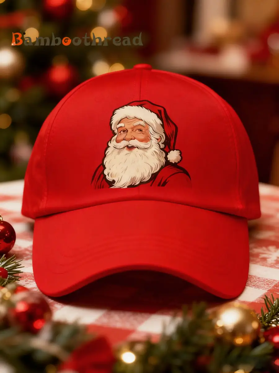 Unisex Vintage Santa Claus Christmas Red Plaid Print Hat - Image 3