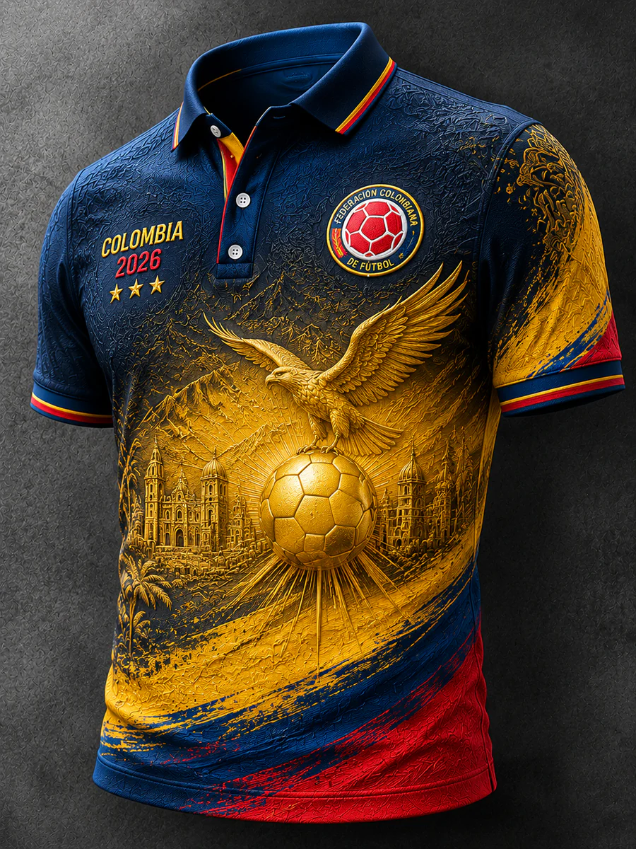 Vintage Colombia Soccer “Andean Eagle” Polo Shirt