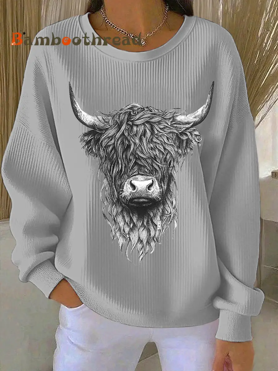 Women’s Highland Cow Printed Sweatshirt
