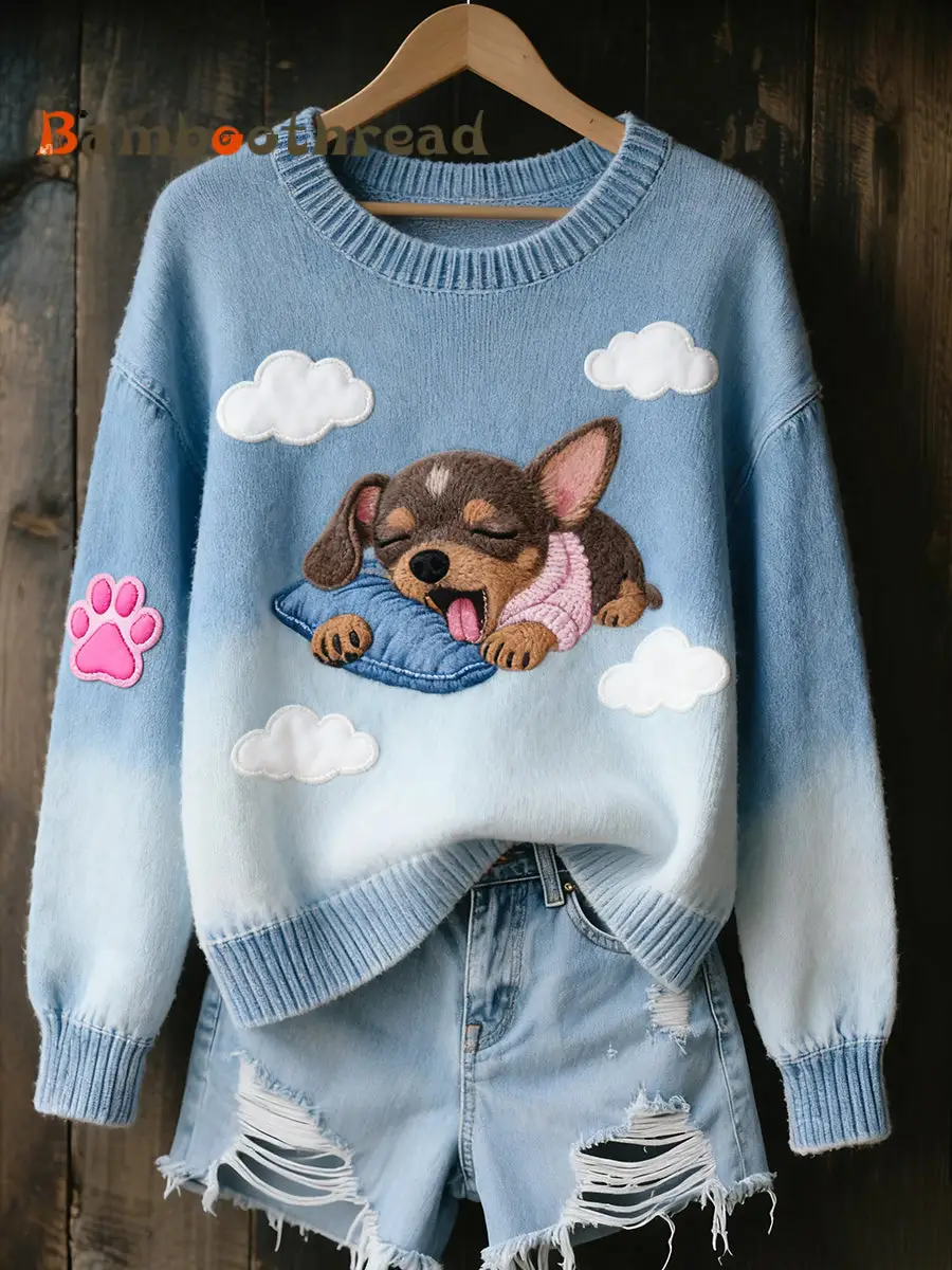 Women's Aerial Sleeping Chihuahua Dog Tops