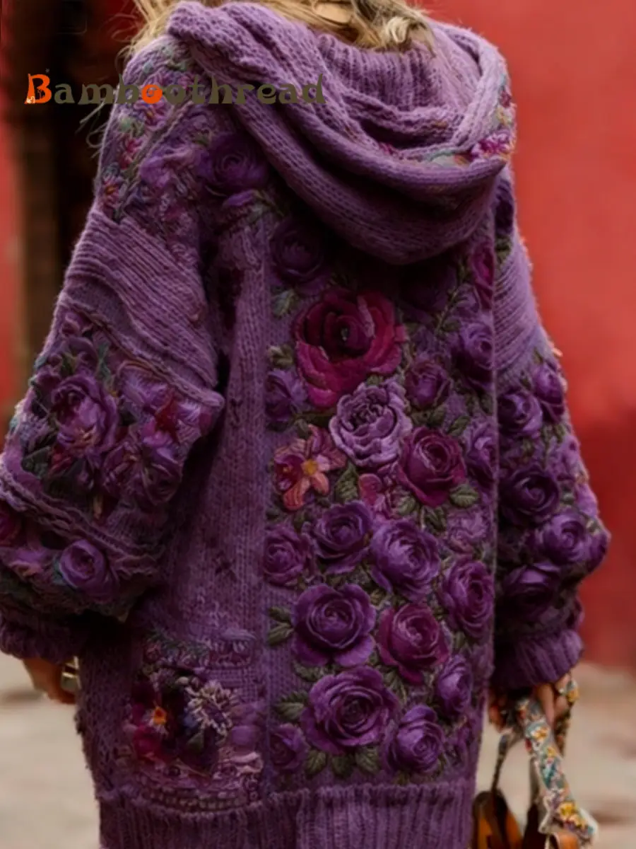 Women's Alzheimer's Disease Prevention and Control Campaign: Floral Button-Up Hooded Sweater