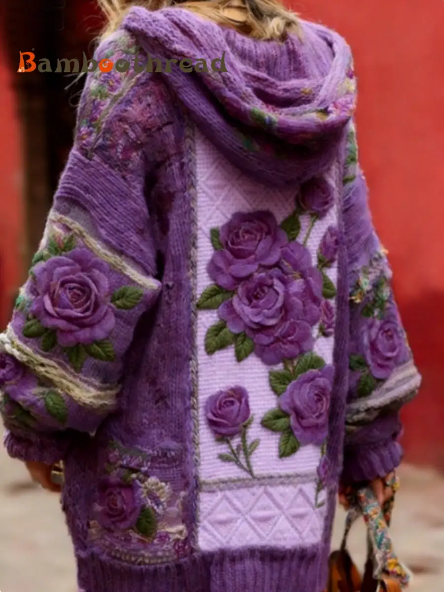 Women's Alzheimer's Disease Prevention and Control Campaign: Floral Button-Up Hooded Sweater