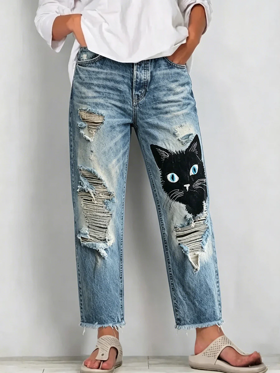 Women's Animal Art Print Jeans