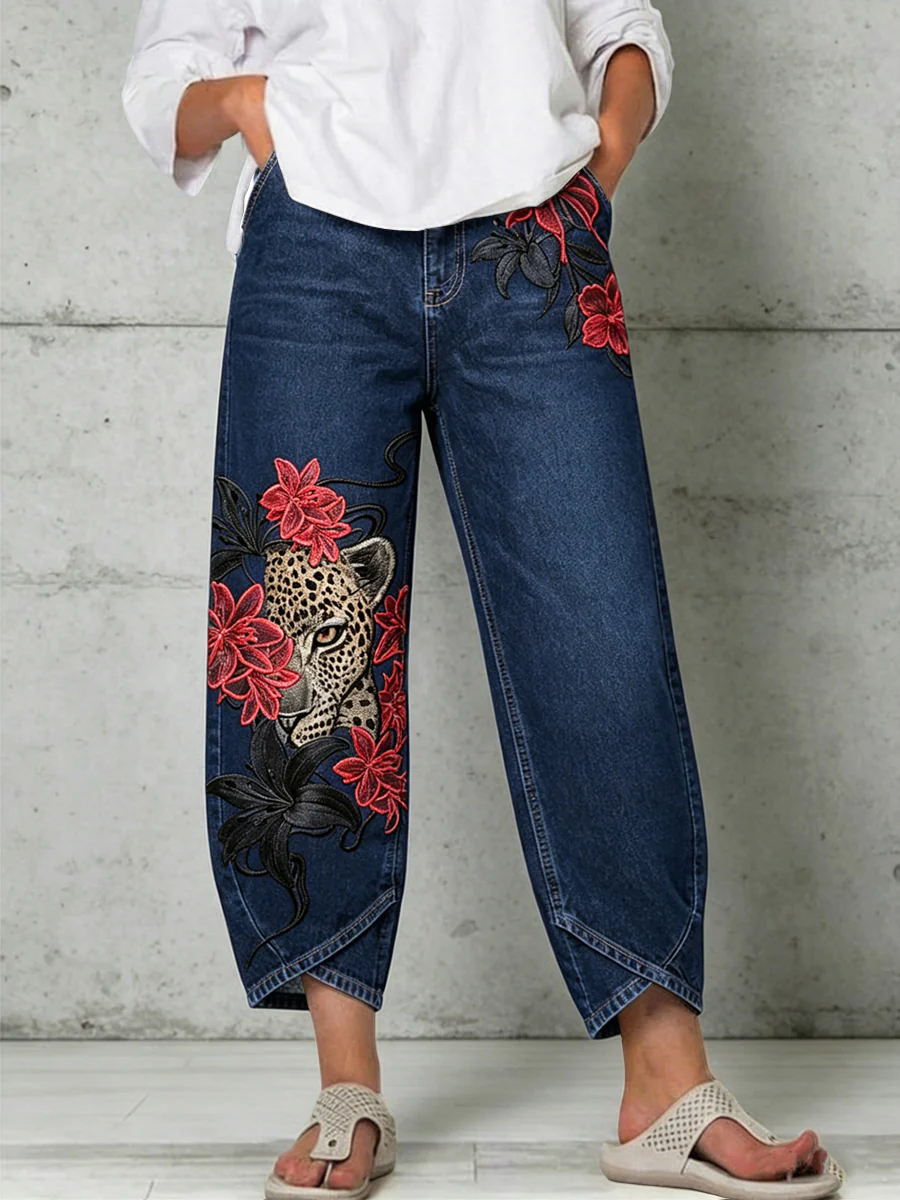 Women's Animal Art Print Trousers - Image 2