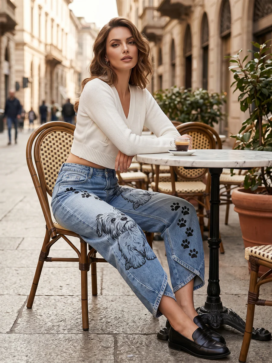 Women's Animal Art Print Trousers - Image 3