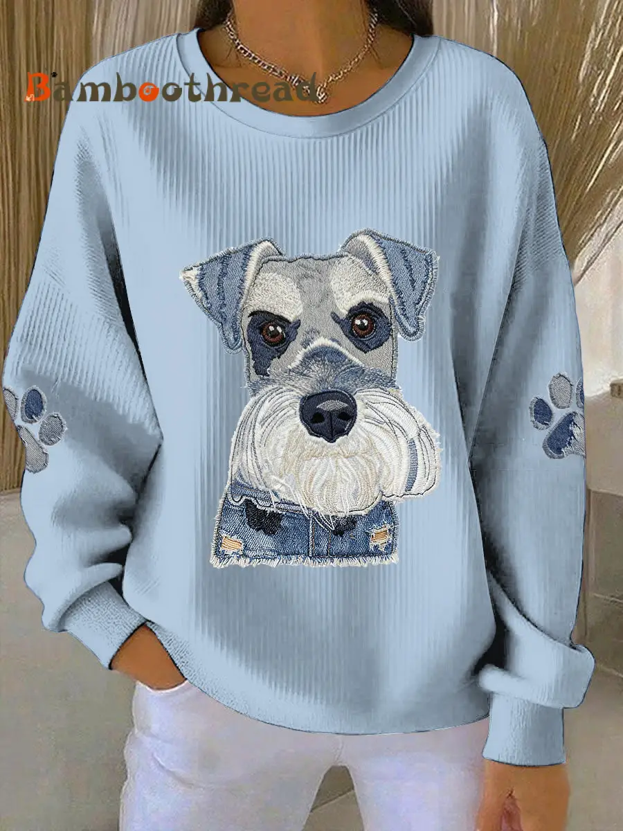 Women's Animal Cowboy Patchwork Printed Round Neck Long Sleeved Sweatshirt