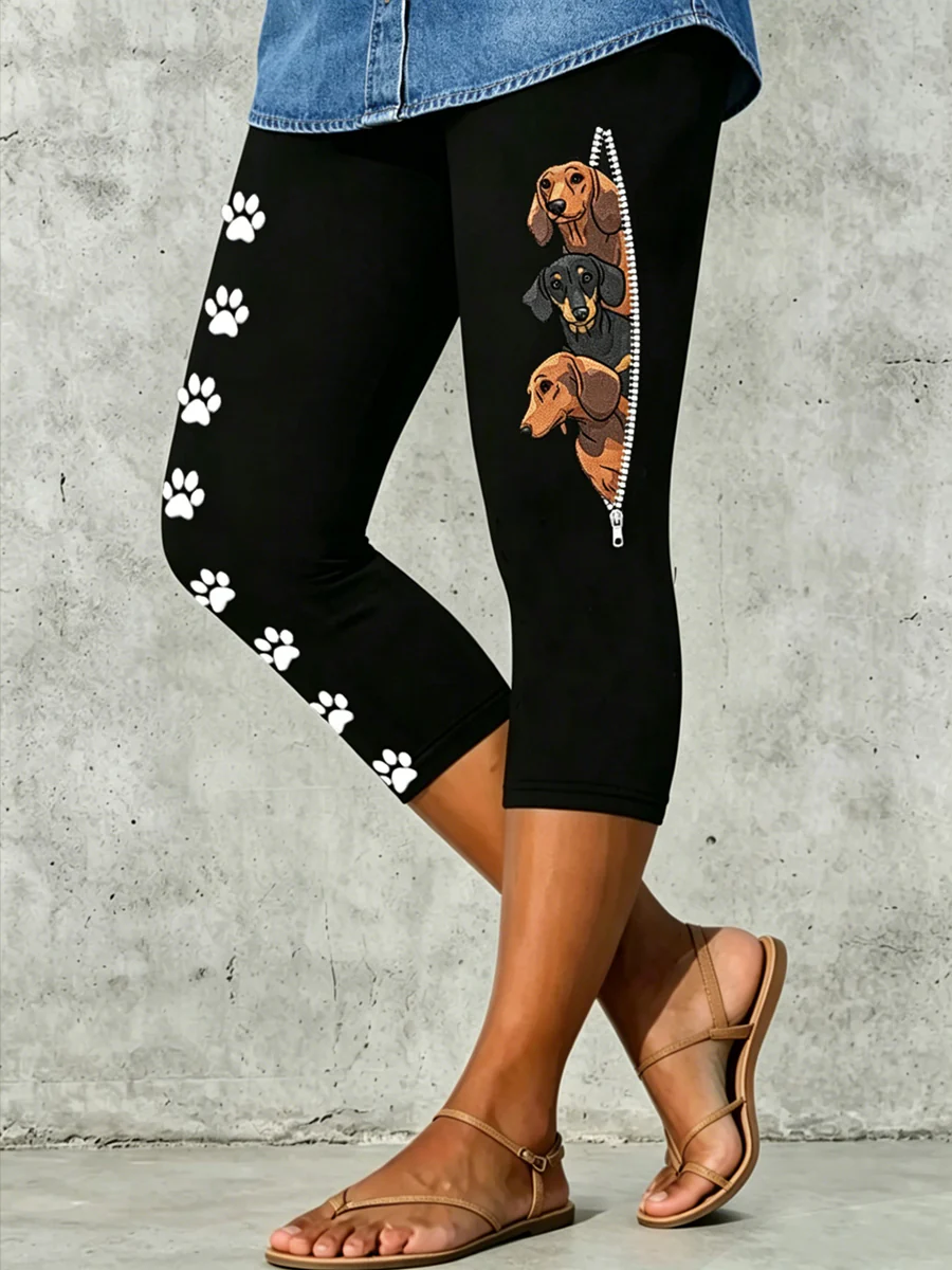 Women's Animal Dog Artistic Printed Leggings
