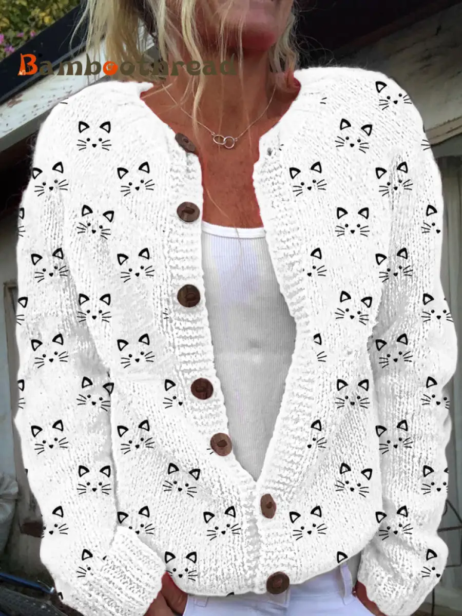 Women's Animal Print Cardigan-Style Knit Jacket