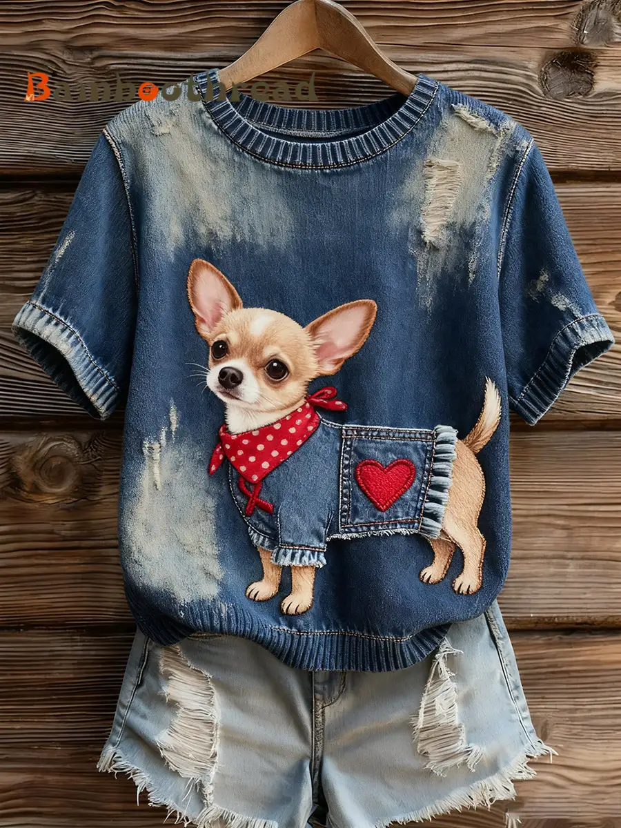 Women's Artistic Animal Print Comfortable Knit Short Sleeve Top