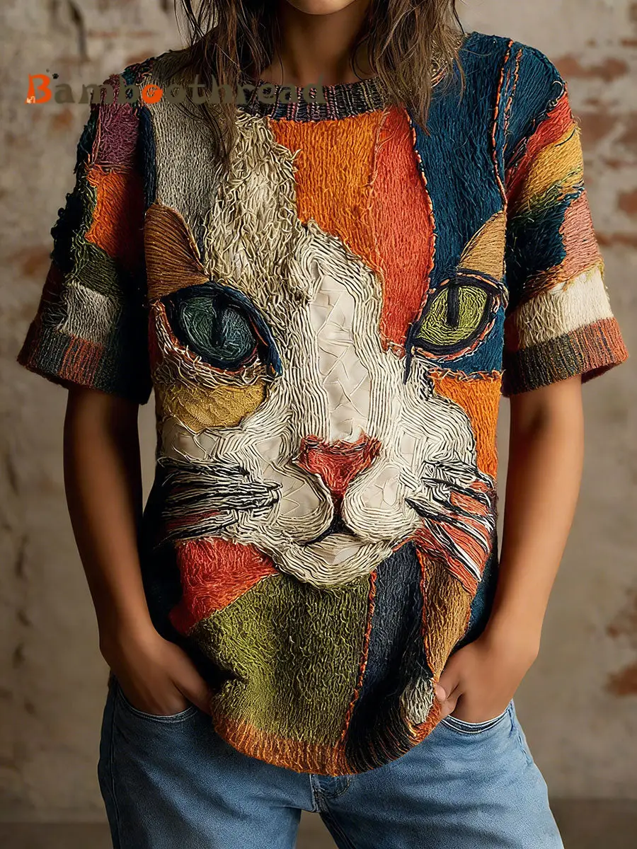 Women's Artistic Cat Vintage Tops