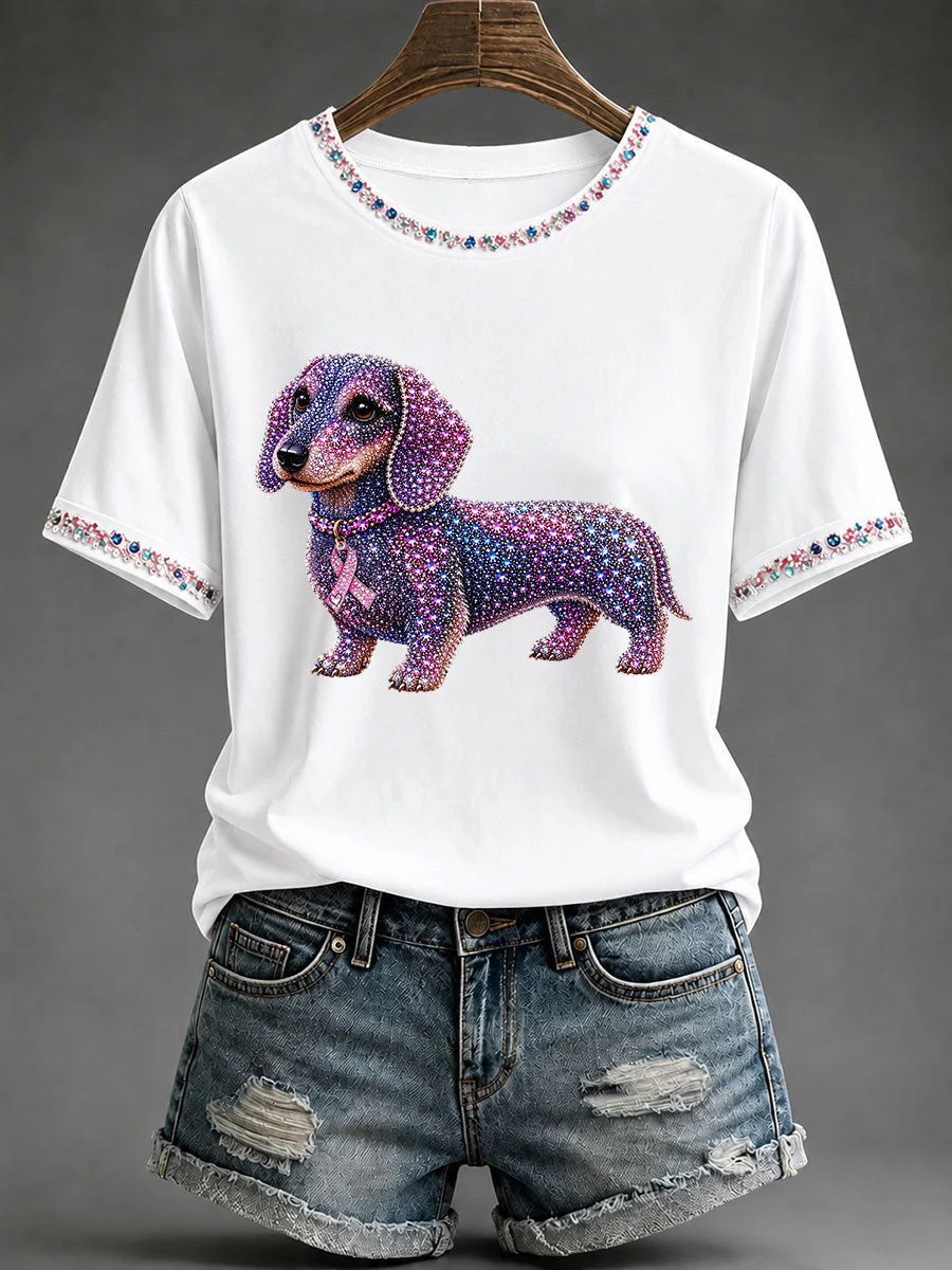 Women's Breast Cancer Awareness Print Casual T-Shirt - Image 3