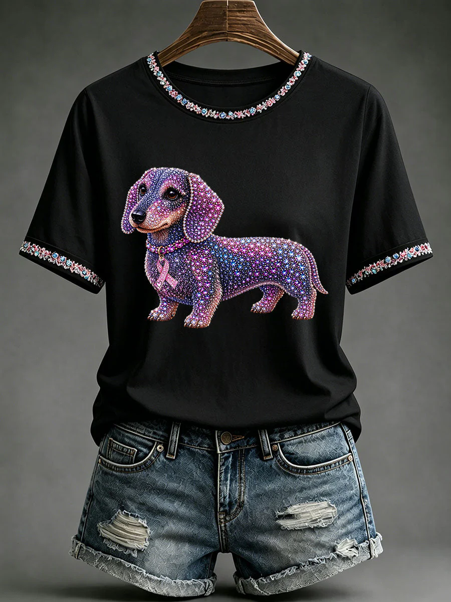 Women's Breast Cancer Awareness Print Casual T-Shirt - Image 4