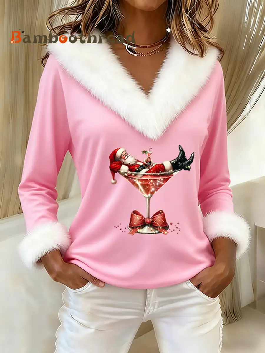 Women's Casual Christmas Fur Collar Top - Image 5