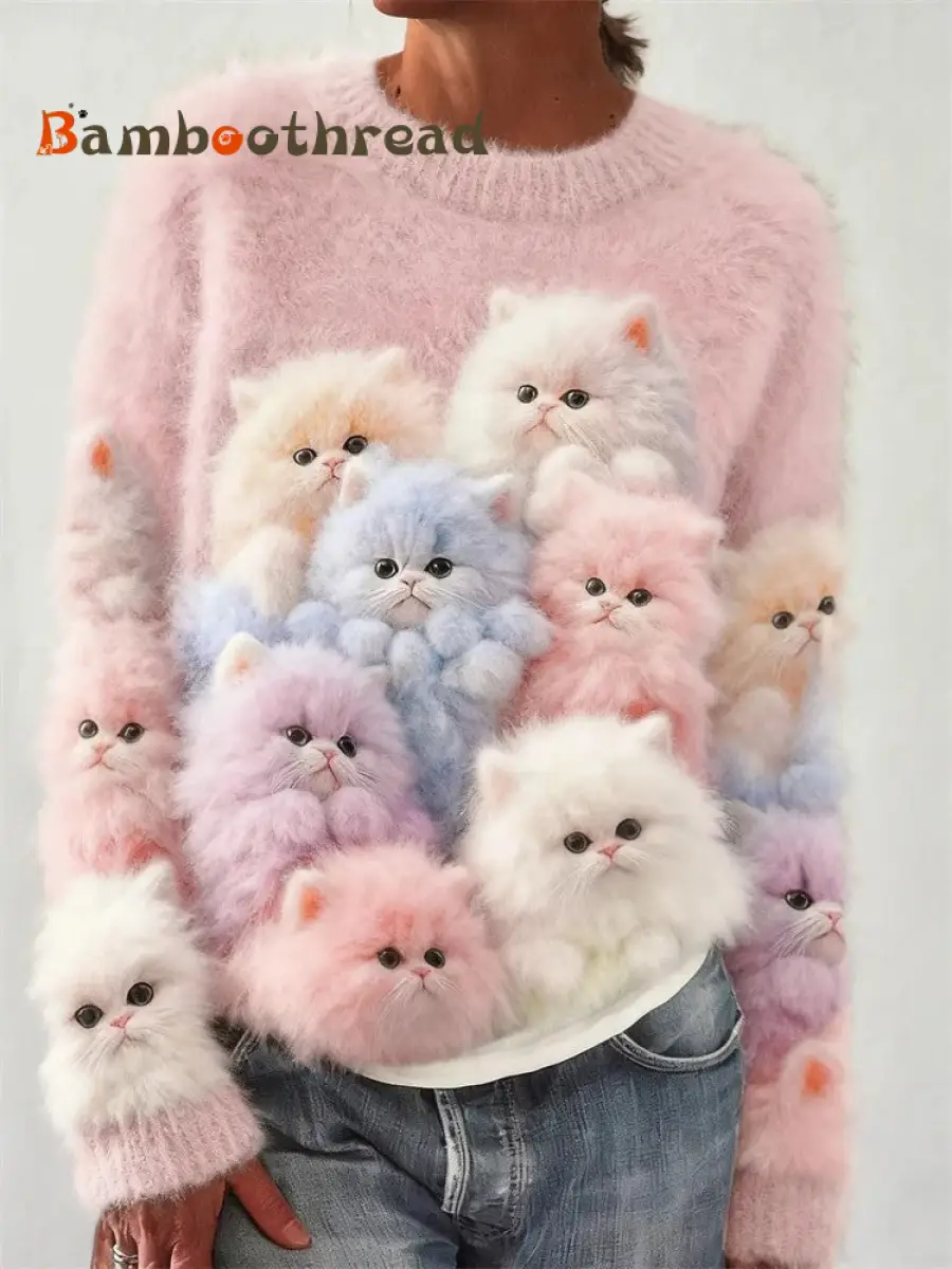 Women's Cat Printed Sweater