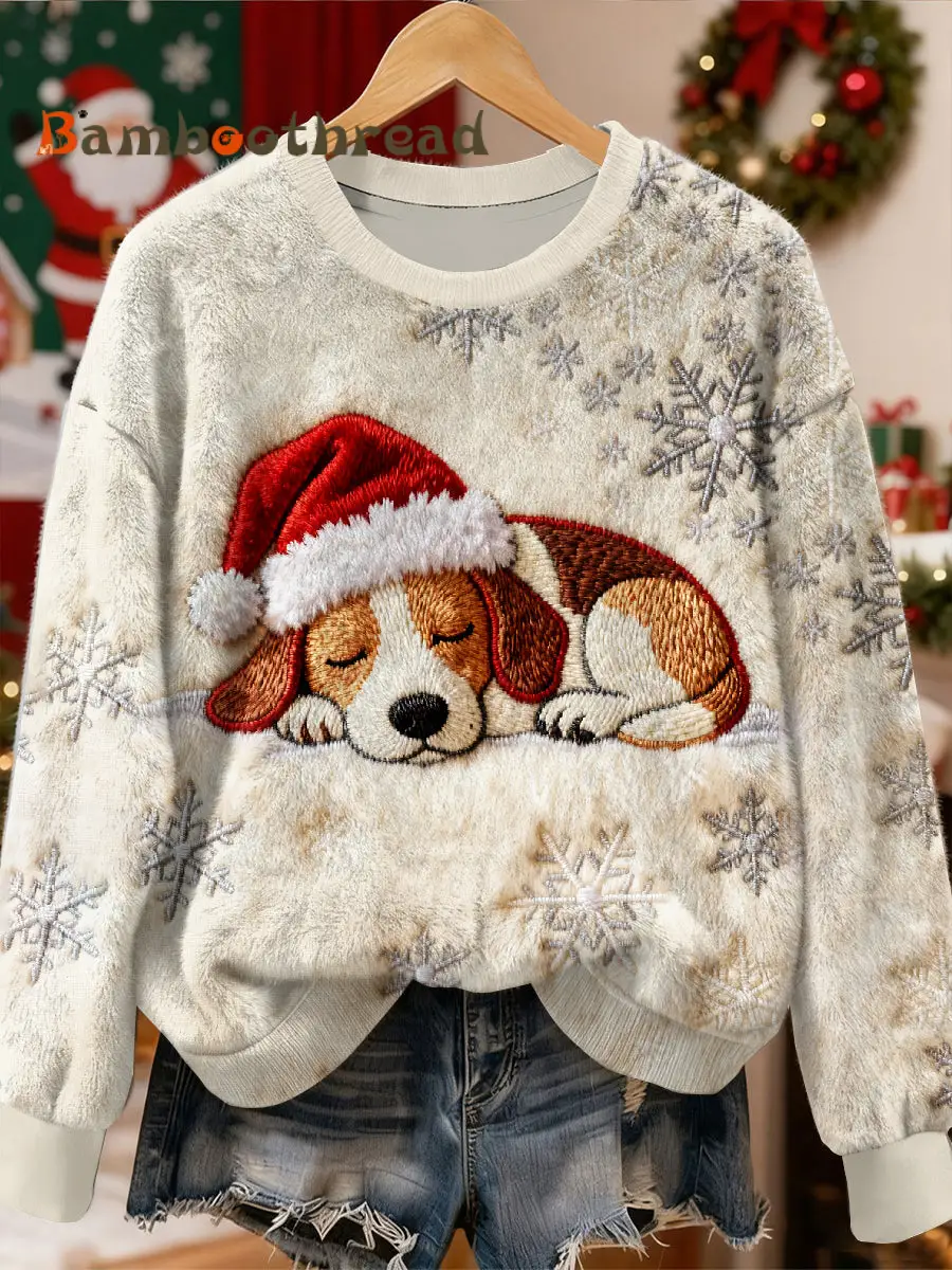 Women's Christmas Art Print Casual Sweatshirt