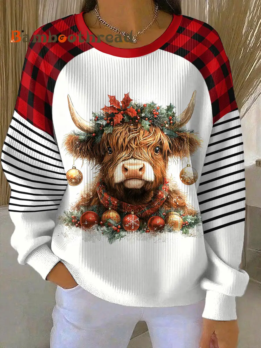 Women's Christmas Highland Printed Sweatshirt
