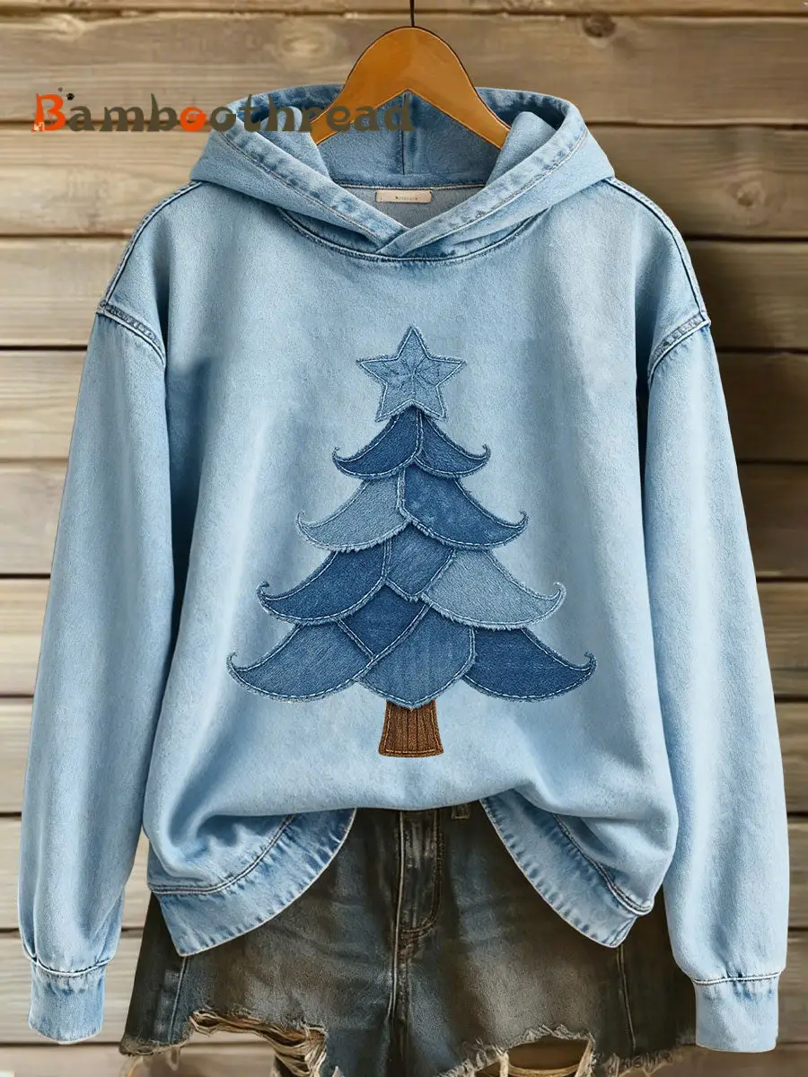 Women's Christmas Tree Print Casual Hoodie