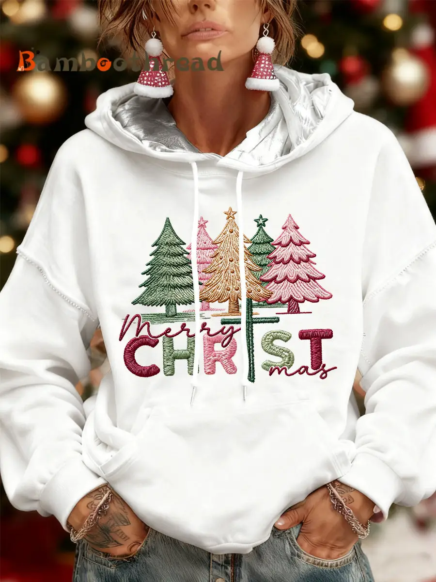 Women's Christmas Tree Print Casual Sweatshirt - Image 2