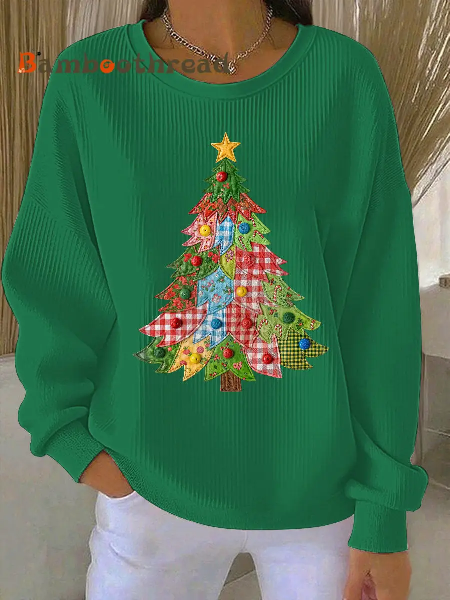 Women's Christmas Tree Print Casual Sweatshirt - Image 2