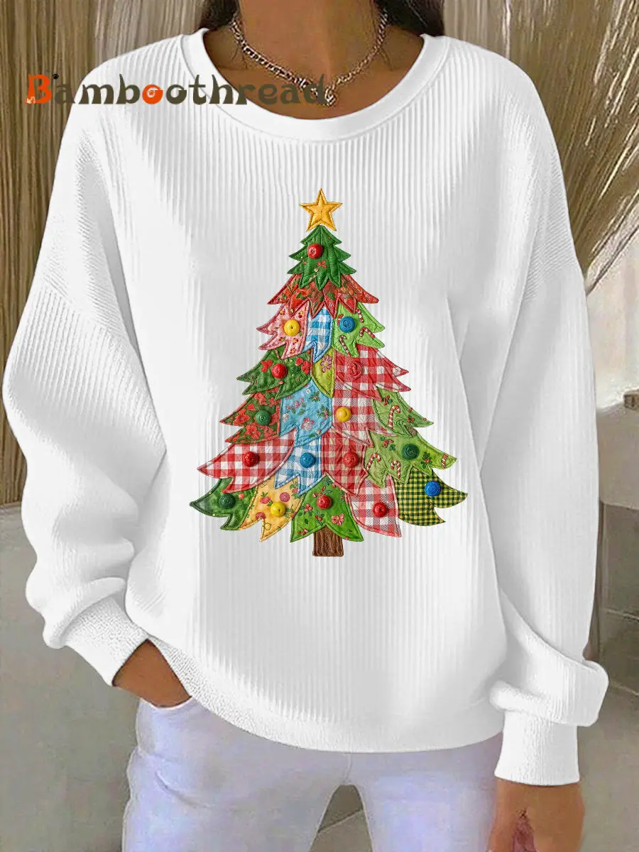 Women's Christmas Tree Print Casual Sweatshirt - Image 3