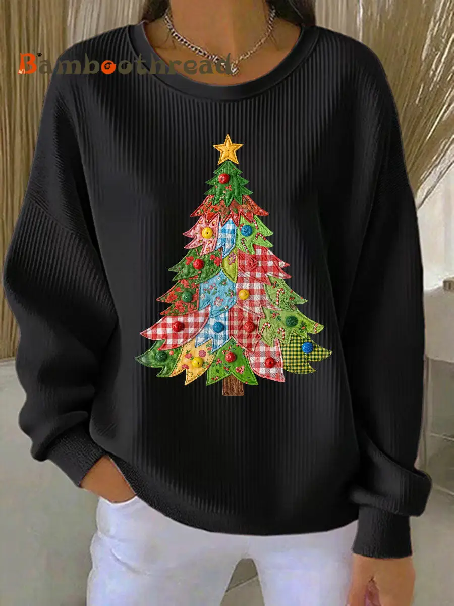 Women's Christmas Tree Print Casual Sweatshirt - Image 4