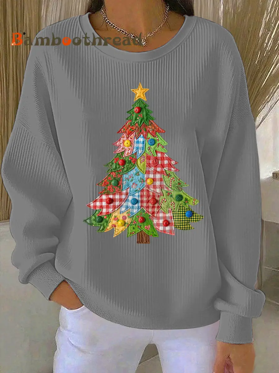 Women's Christmas Tree Print Casual Sweatshirt - Image 5