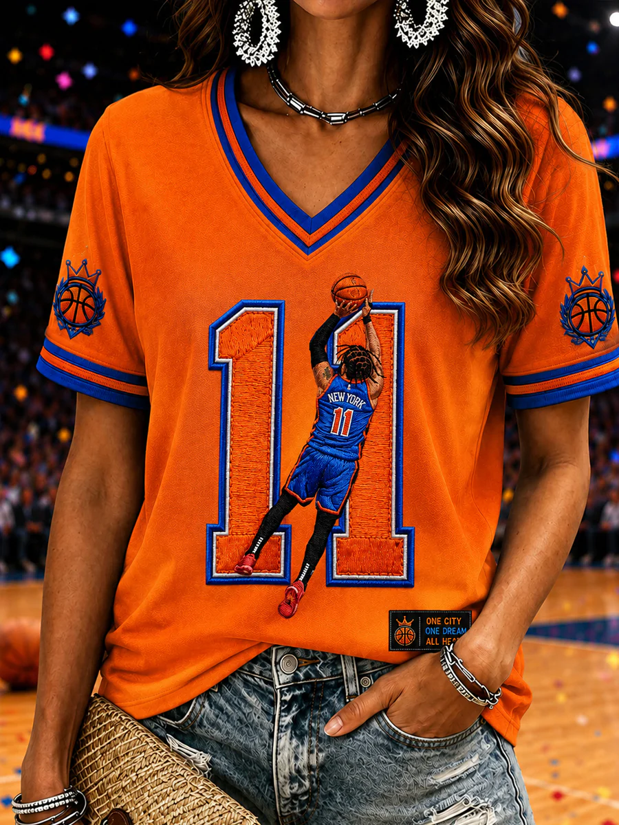 Women's Classic Basketball Fan Graphic Print Short Sleeve T-shirt - Image 2