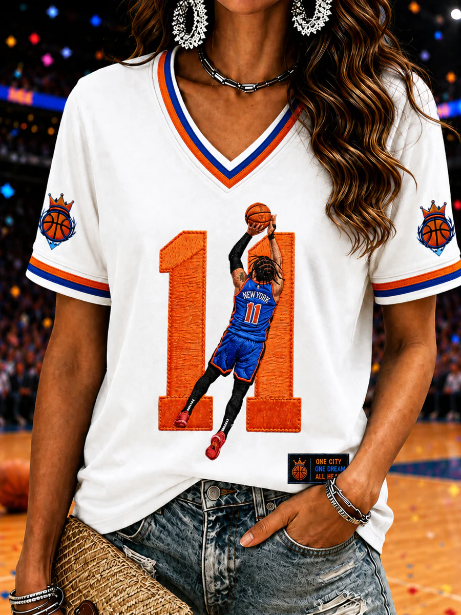 Women's Classic Basketball Fan Graphic Print Short Sleeve T-shirt - Image 3